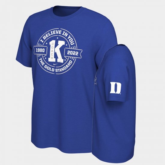 College Basketball Duke Blue Devils Coach K Center Court Men Royal T-Shirt 731731-547