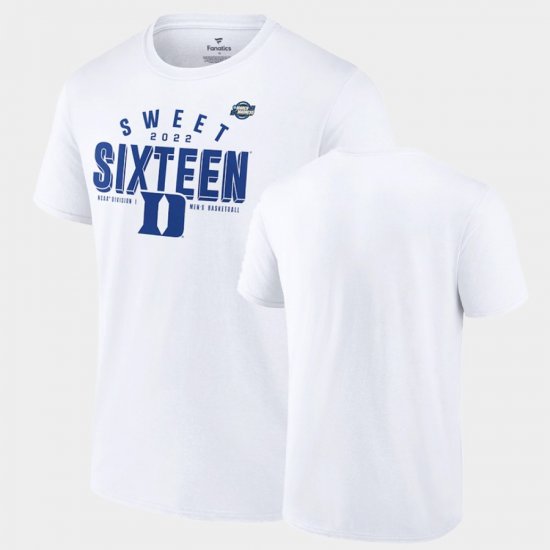 March Madness Duke 2022 NCAA Sweet Sixteen Basketball Tournament Men White T-Shirt 686364-946