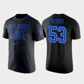 #53 Brennan Besser College Basketball Blue Devils 2 Hit Performance Men's Black T-Shirt 148684-869