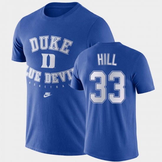 #33 Grant Hill Retro Basketball Duke Men Royal T-Shirt 955552-128