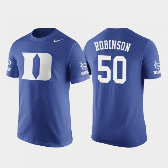 #50 Justin Robinson Future Stars Blue Devils Basketball Replica Mens Royal T-Shirt 511234-711