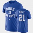 #21 Matthew Hurt Retro Basketball Blue Devils Men's Royal T-Shirt 900002-201