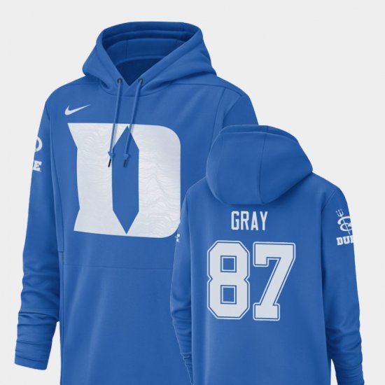 #87 Noah Gray Champ Drive Duke Blue Devils Football Performance Men\'s Royal Hoodie 586519-387