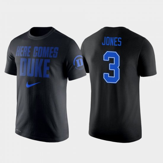#3 Tre Jones College Basketball Blue Devils 2 Hit Performance Mens Black T-Shirt 448052-116