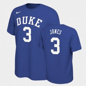 #3 Tre Jones Retro Alumni Duke Blue Devils Basketball Mens Royal T-Shirt 916637-783