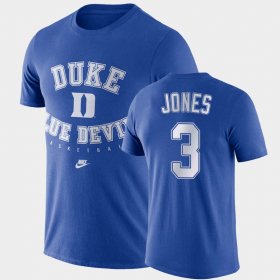 #3 Tre Jones Retro Basketball Duke Blue Devils Men's Royal T-Shirt 557266-198